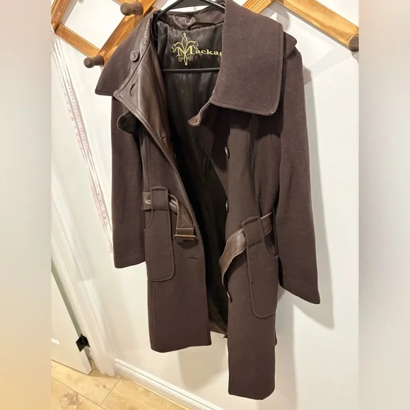Mackage Women's Brown leather/wool/cashmere mix Coat - Picture 10 of 16